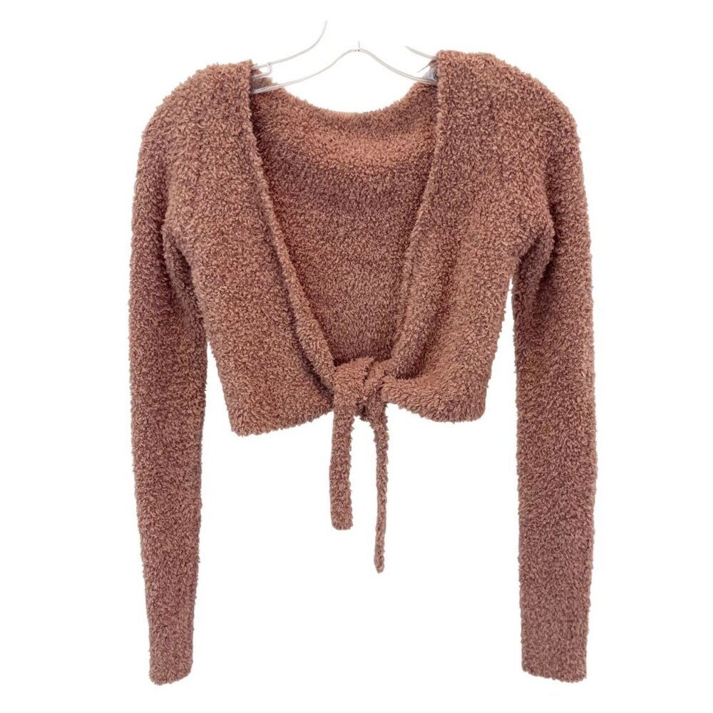 Skims Brown Cozy Knit Tie Front Shrug Cardigan Wrap Around Lounge - Size XXS/XS